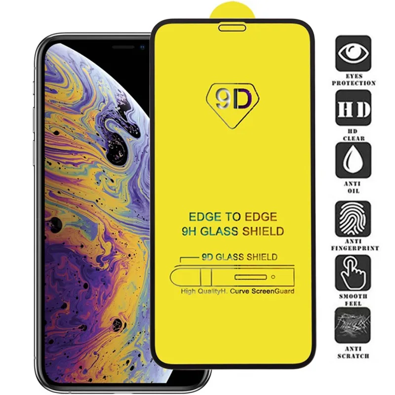 Закаленное стекло 9D с полным покрытием для iphone 11 MAX XR XS защитная пленка всего
