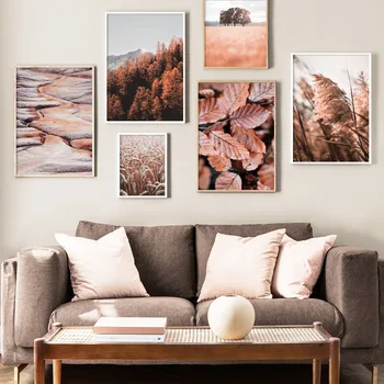 

Autumn Mountain Tree Leaf Reed Wheat Wall Art Canvas Painting Nordic Posters And Prints Canvas Pictures For Living Room Decor