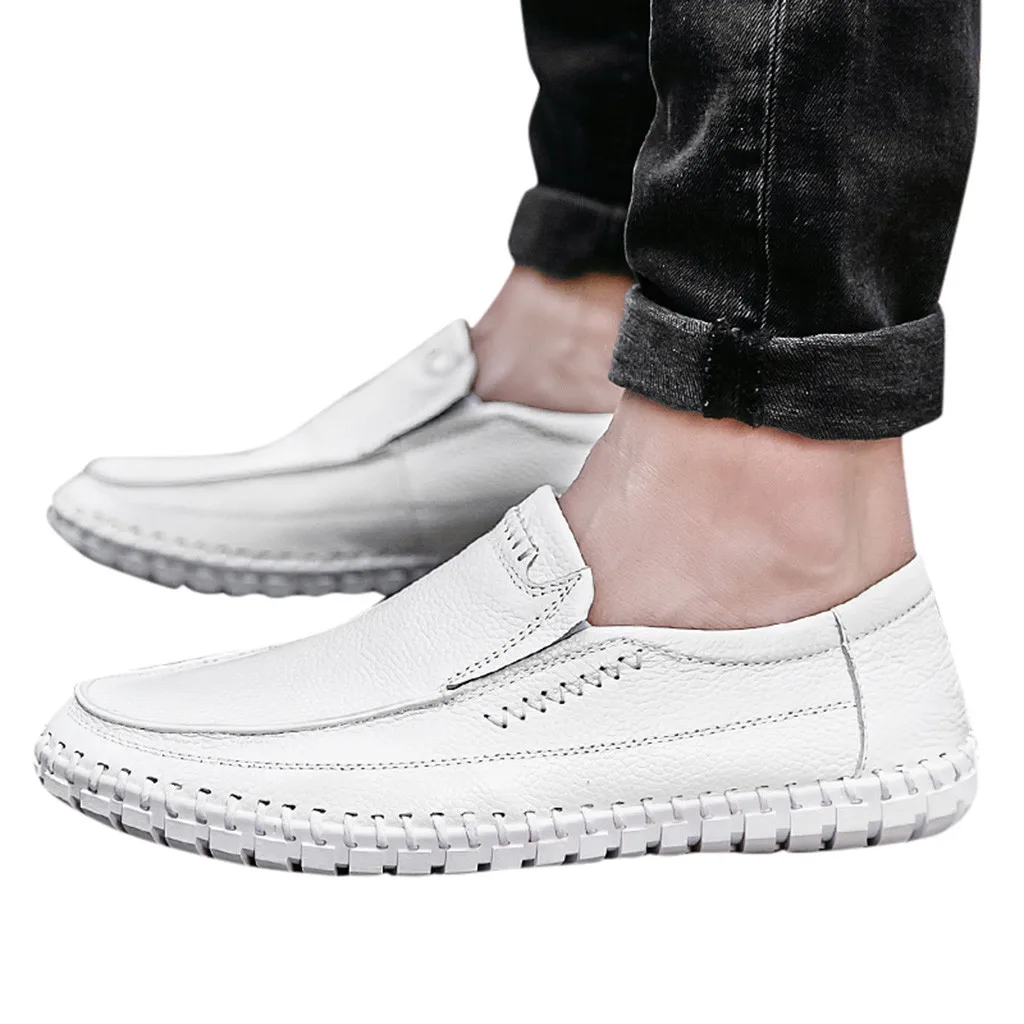 Men's Large Size Business Leather Shoes Non-Slip Soft Driving Casual Peas Shoes Driving Male Loafers Large Size chaussure homme