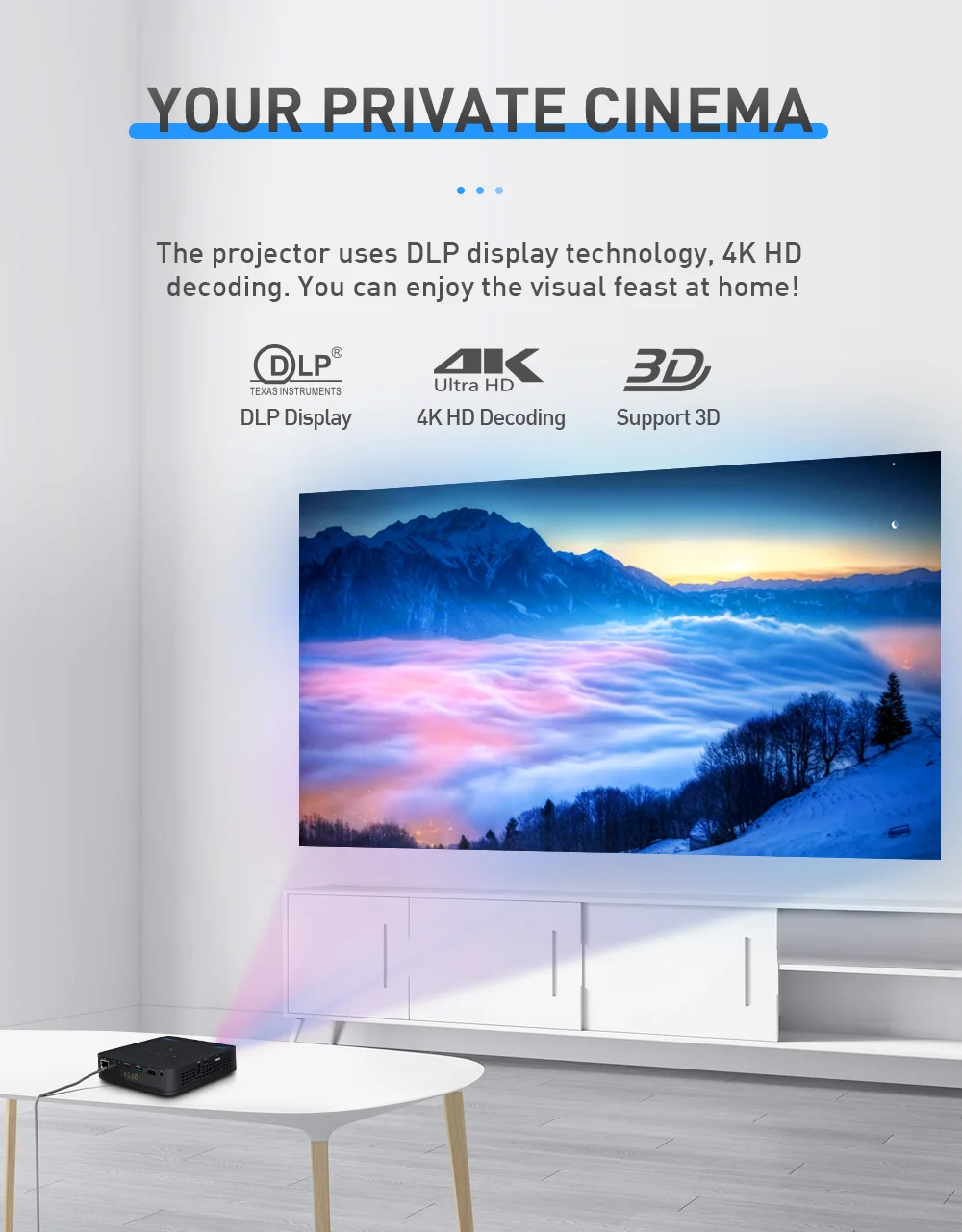 Smartldea P15 Projector 4K 3D Android9.0 5G Wifi BT HD in 4G 32G DLP Proyector Daylight Home Theater Beamer Airpay Miracast wall projector