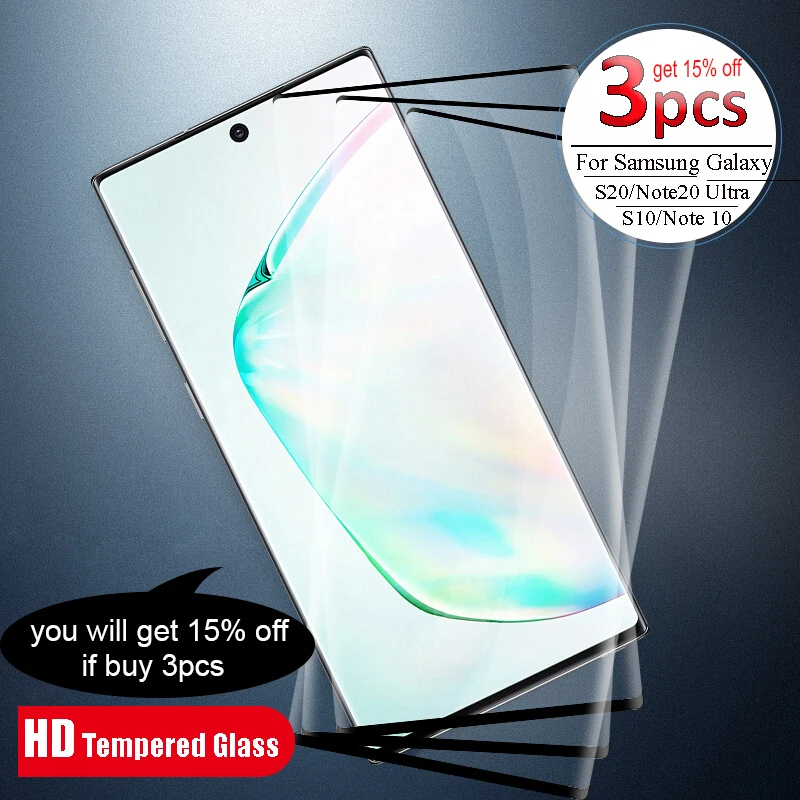 Full Coverage Tempered Glass Screen Protector for Samsung Galaxy Note 20 10 9 S20 Ultra Plus Screen Protectors 3pcs Get 15% Off afbeelding