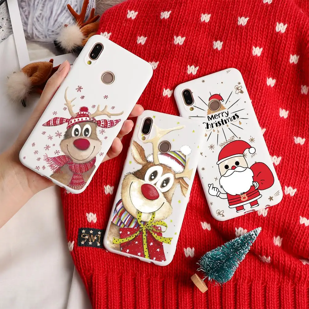 

Christmas Deer Cartoon Case For Huawei P20 P30 Mate 20 30 10 Pro Lite P Smart 2019 P8 P9 P10 Lite 2017 Y6 Y9 Prime 2018 TPU Case