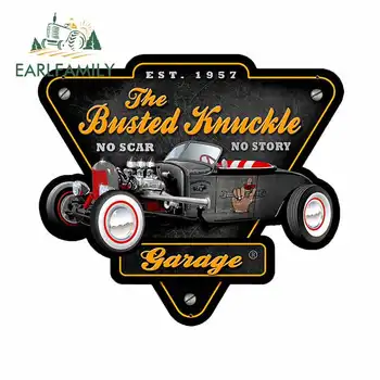 

EARLFAMILY 13cm x 11.7cm Decals for VINTAGE METAL GARAGE MANCAVE SIGN Fine Vinyl Car Sticker Waterproof 3D Car Stickers