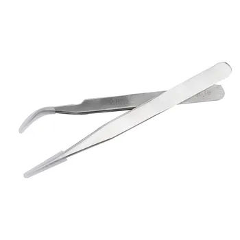

2 Pcs Tweezer Curved Anti-static Straight Tip Forceps Precision Soldering Stainless Steel Tweezer Makeup Tools
