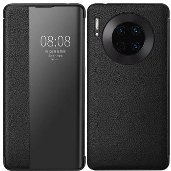 

Cow Leather Case for Huawei Mate 30 Pro Flip Case Wallet Cover Magnet Phone Case for Huawei P30 Lite Case Smart Window