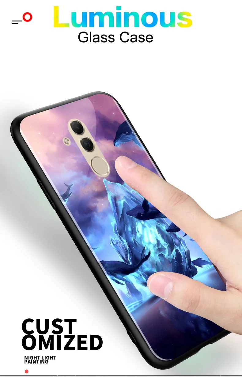 3D Hoa Dạ Quang Kính Cường Lực Cho Huawei Mate 20 Pro 20X Phát Sáng Silicone TPU Dành Cho Huawei Mate 30 lite cute huawei phone cases