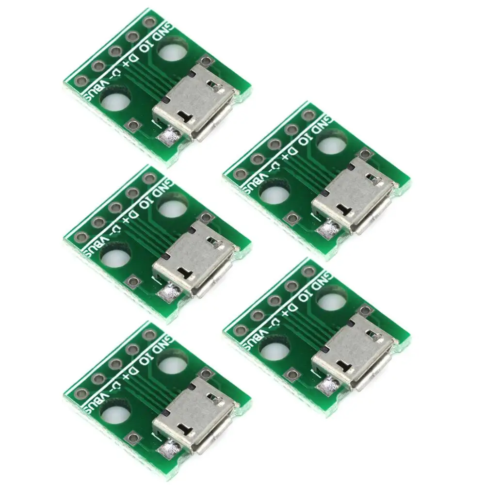 5 шт. MICRO USB to Dip Female Seat B-образный микрофон 5p Patch In-line Adapter Board с припаянным гнездовым