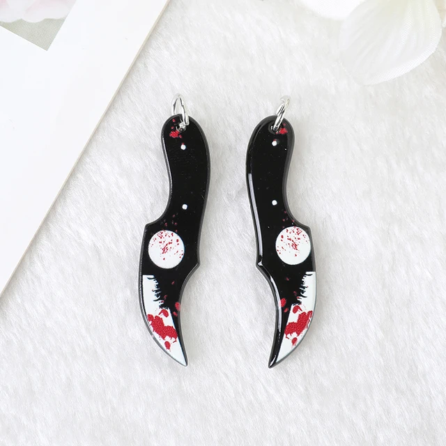 10pcs two-sided Acrylic Gothic Bloody Knife Scissors dagger Charms for  Earring Bracelet DIY Jewelry Making - AliExpress