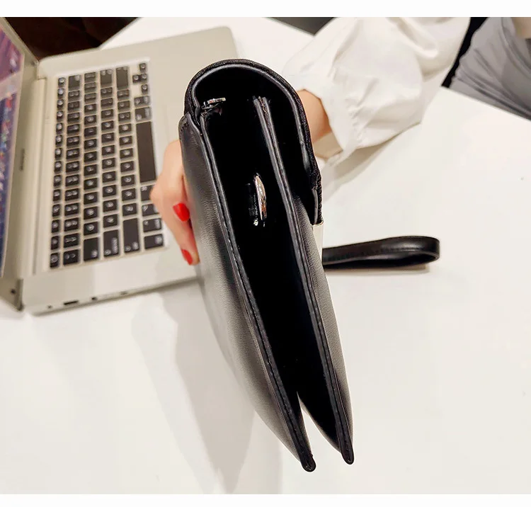 Ladies Luxury PU leather Envelope Clutch Bag Fashion Designer Women Wedding Party Shoulder Bag Simple Black Handbag Purse Silver (8)