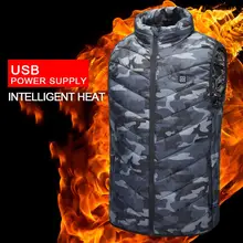Зимний уличный мужской жилет с электрическим подогревом, жилет с USB подогревом, зимний теплый жилет с перьями для кемпинга, походов, теплых охотничьих курток