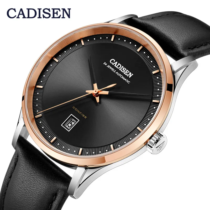 

CADISEN Automatic Mechanical Watch Men Seiko NH35A Movement Genuine leather Sapphire Waterproof relogio masculino reloj hombre