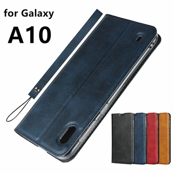 

Premium Clamshell Leather Case for Samsung Galaxy A10 A105F Ultra-Thin Flip Cover Case Magnetic adsorption Case + 1 Lanyard