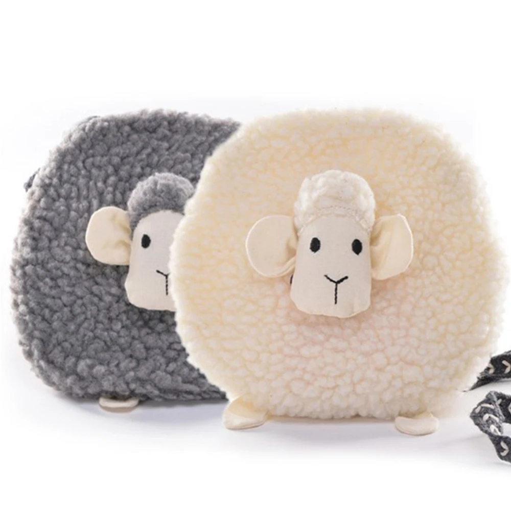 

Toddler Girls Cute Cartoon Sheep Shape Crossbody Bag Mini Coin Purse Wallet Plush Soft Shoulder Bag Cashmere