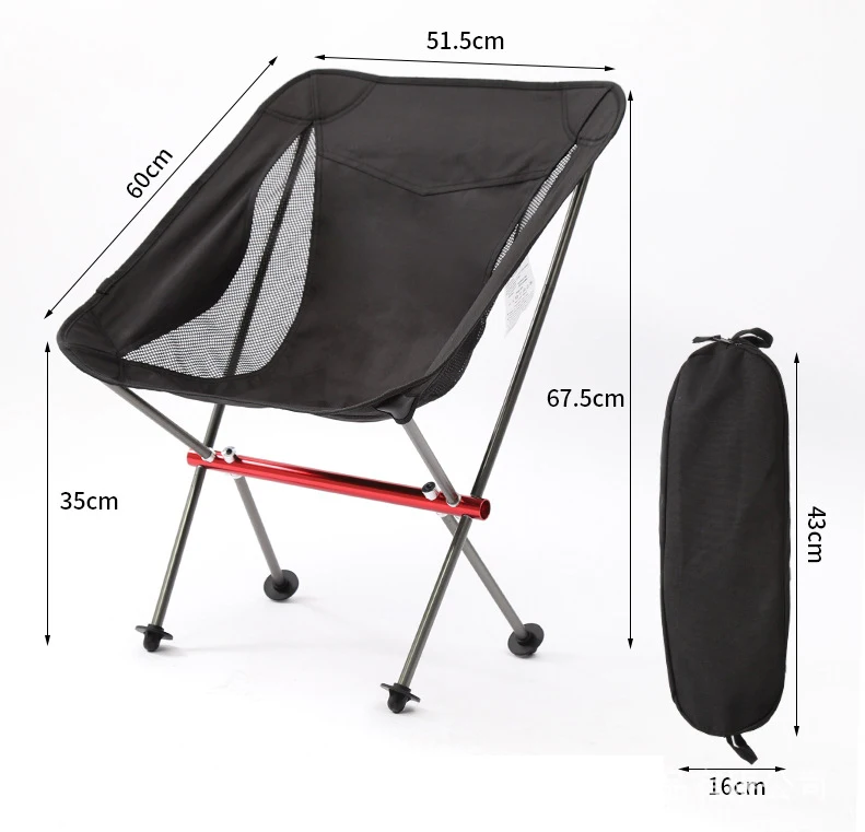 Ultralight High Back Folding Camping Chair Removable Washable Fishing Picnic BBQ Chairs With Carry Bag Heavy Duty Outdoor Stool