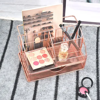 

1PCS Rose Gold Desktop USEFUL Organizer Shelf Rack Mesh Office Supplies Accessories with Drawer for Home Desktop home decoration