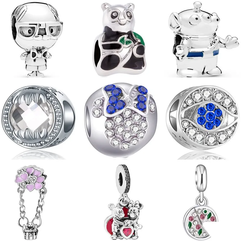 Новая мода Роскошный цветок панда змея сглаз сердце Микки Бусины Fit Pandora Подвески