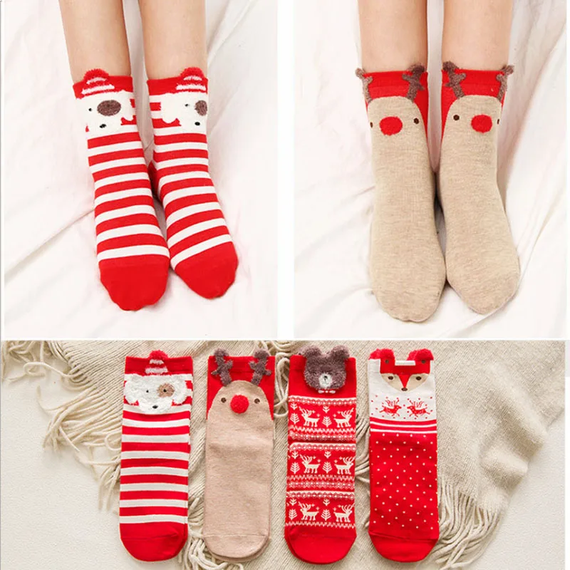 

1pair Christmas Socks Unisex Women Cartoon Cute Santa Claus Snowman Snowflake Winter Socks for Christmas Drop shipping