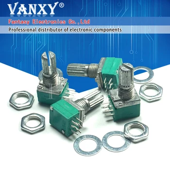 

5pcs RK097G 50K single linked potentiometer B50K with a switch audio 6pin shaft 15mm power amplifier sealing potentiometer