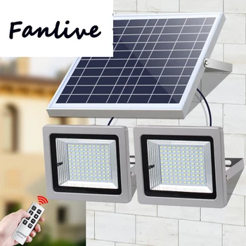

4pcs Outdoor Solar LED Floodlight 36/63/80/100 LEDS Double Head Waterproof IP65 Solar LED Flood Light with Remote Control