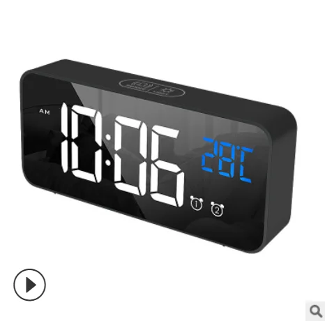 New Amazon Mirror Small Alarm Clock Multi-function LED Makeup Mirror Clock Plug-in Battery Dual-use Voice Control Alarm Clock - Цвет: 04