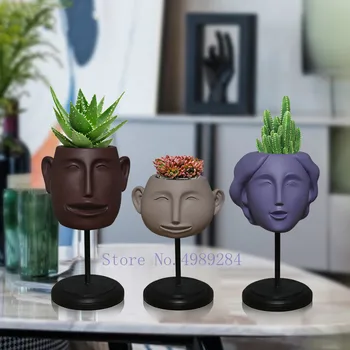 

Creative Resin vase Human head Cartoon flower pot Modern home decorations Abstract face Crafts ornaments miniature figurines