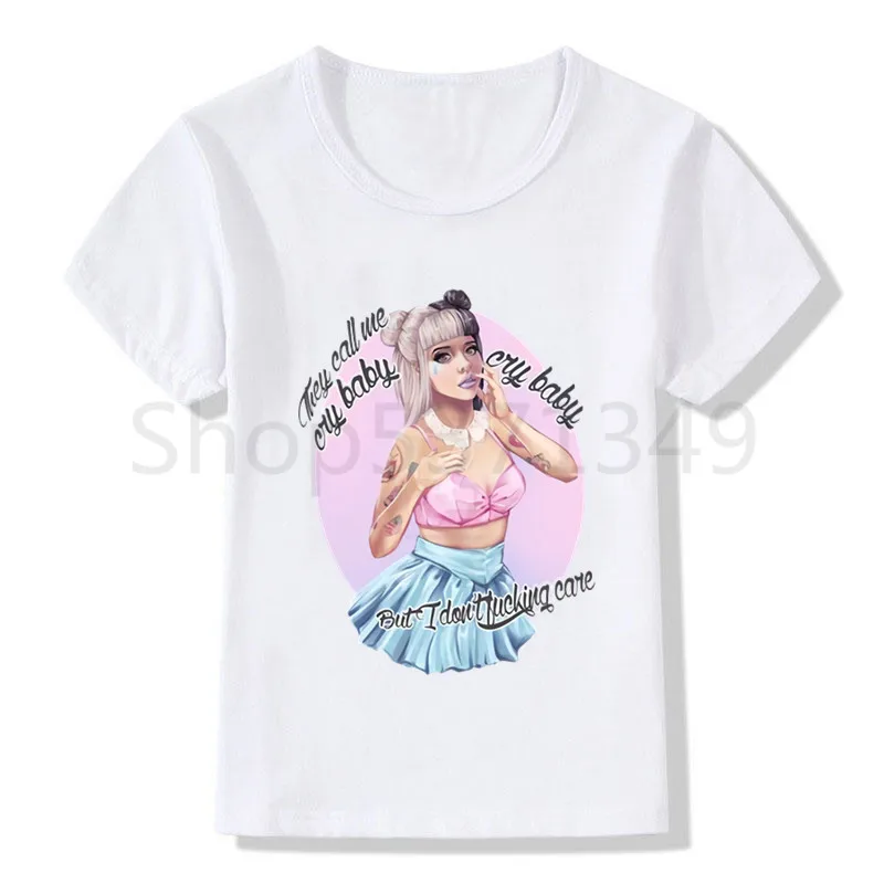 WhiteK Melanie Martinez/белая футболка для детей; летние топы для мальчиков и девочек; повседневная детская футболка с короткими рукавами и принтом; детская одежда - Цвет: WhiteK