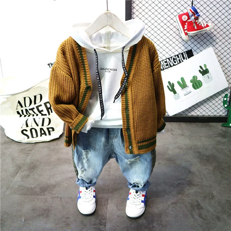 

Wenzhou Childrenswear 2019 Children Spring Sweater BOY'S Knitted Sweater Cardigan Not Balling up