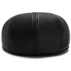 HT2629 Beret Cap Autumn Winter Hats for Men PU Leather Hat Vintage  Ivy Flat Cap Male Thick Warm Berets for Men Beret Hat 5