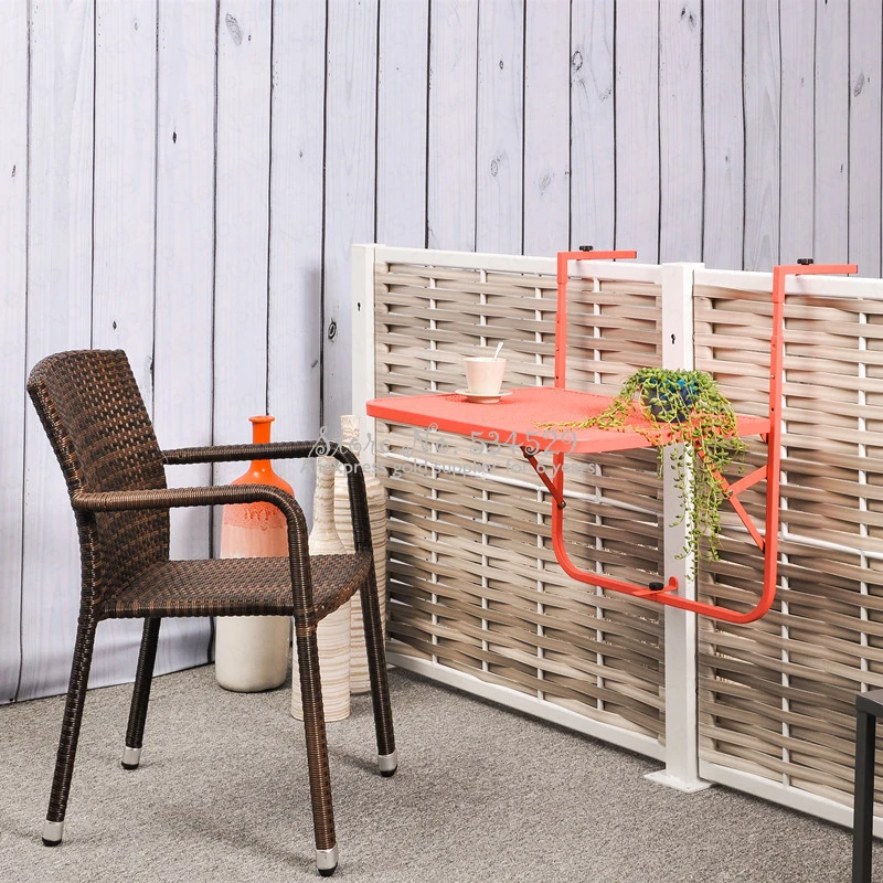 20% Balcony hanging table railings metal wrought iron garden folding European simple mini wall |