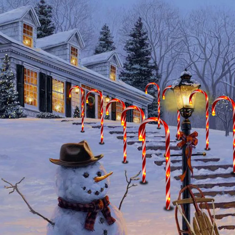 Christmas Candy Cane Pathway Lights String Christmas/New Year Holiday Lights Outdoor Garden Glow in the dark Christmas Lights
