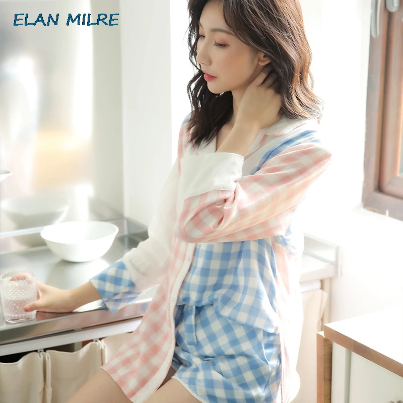 2020 New Women Pajama set Summer Spring Pajamas 100% Cutton Comfortable Fashion Casual Square Sleepwear Set |