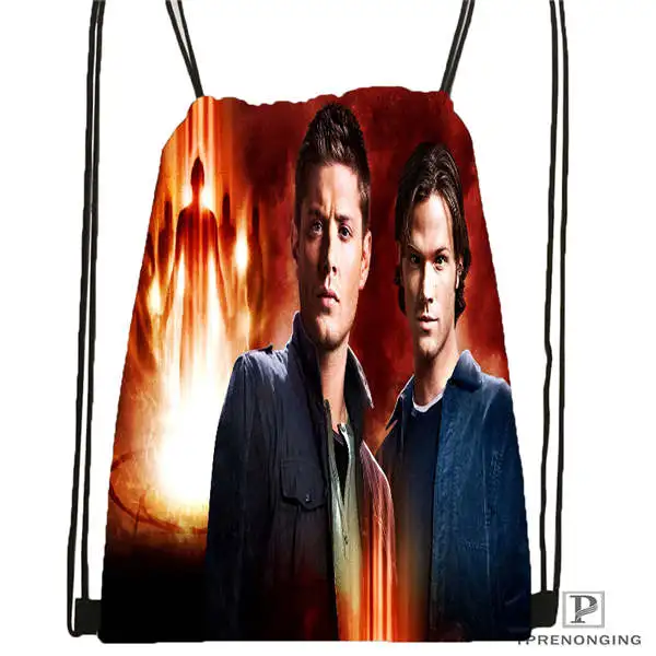 Drawstring Backpack Пользовательские Дин и Сэм сверхъестественная походная сумка на шнурке милый рюкзак для детей(черная спинка) 31x40 см#180531-04-30 - Цвет: Drawstring Backpack