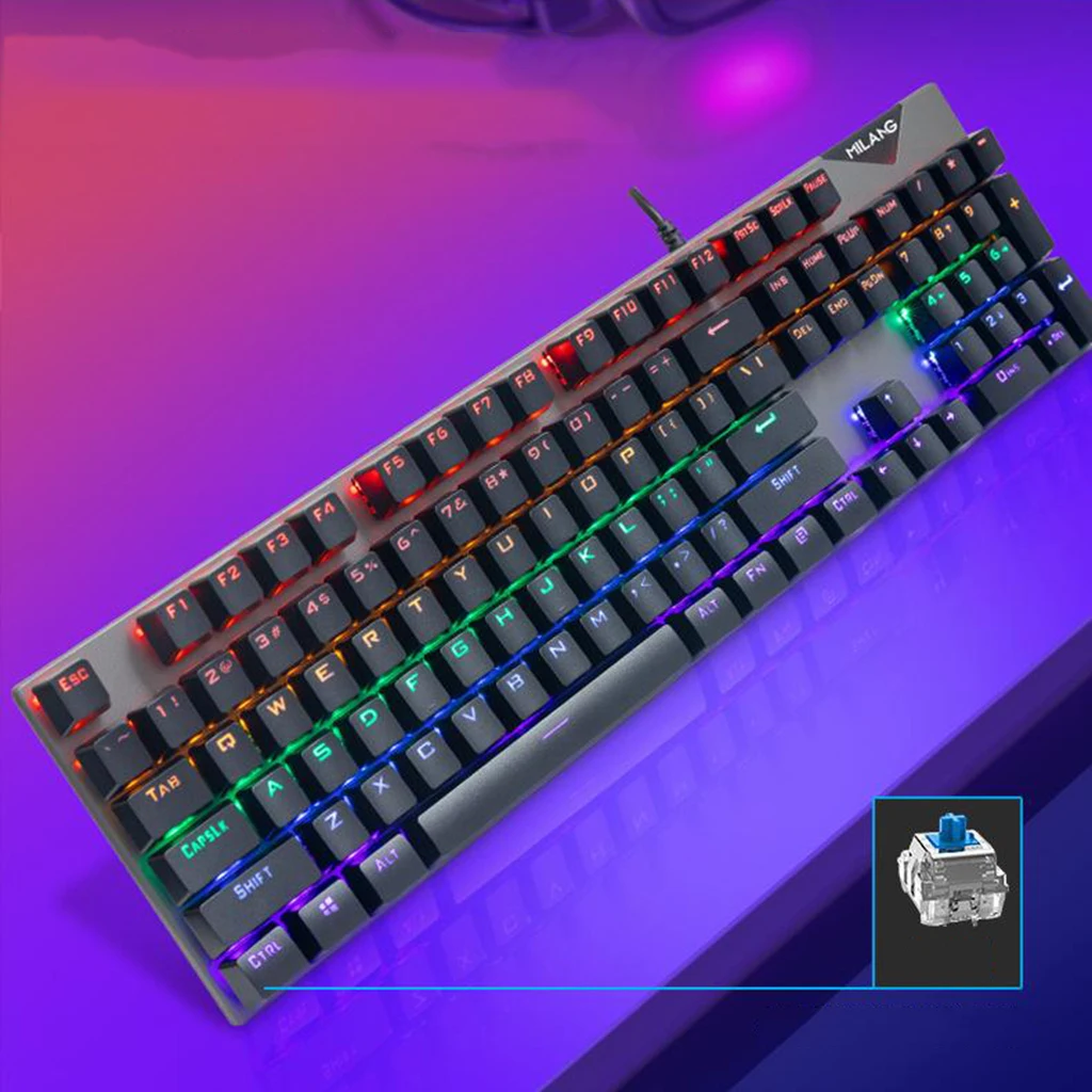 USB Wired Gaming Mechanical Keyboard 104 Key Multi Color Doubleshot keycaps