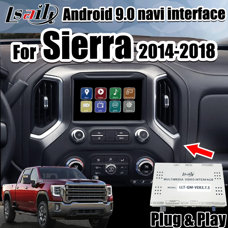 GPS навигатор Lsailt Android для Sierra GMC 2014 18 мультимедийный видеоинтерфейс с поддержкой