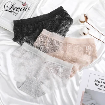 

LEVAO Sexy Panty Briefs Lace Pantie Cotton Crotch Women Underwear Lingerie Panties for Female Ladies Floral Knickers Underpants