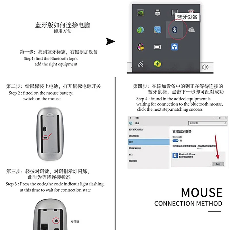 Сенсорная Беспроводная bluetooth-мышь для путешествий, ультра-тонкая портативная Мини-Мобильная дополнительная мышь, совместимая с ПК, ноутбуком, ОС Android, Windows
