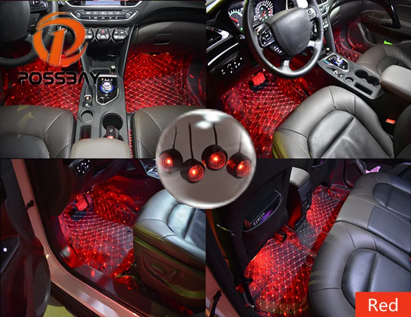 Posbay RGB декоративный напольный светильник для салона автомобиля, Полоска, голосовой датчик, звук, музыка, управление автомобилем