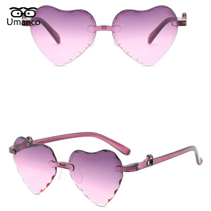 Umanco новые без оправы сердце очки детские для дети, шт. Рамка смола объектив бренд милый ребенок пляж путешествия аксессуары Подарки