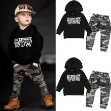 Pudcoco/Коллекция года; осенний свитер с капюшоном для новорожденных мальчиков; толстовка с капюшоном; камуфляжные штаны; комплект одежды; одежда на осень и весну
