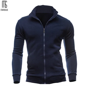 

Manoswe 2020 New Men's Navy Blue Stand Collar Zip Jacket Coat Casual Long Sleeve Solid Color Slim Male Coat Oversize 3XL