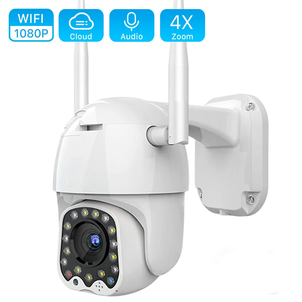

Wifi PTZ Camera 1080P Cloud Outdoor 2MP Auto Tracking Home Security IP Camera 4X Digital Zoom Speed Dome Camera with Siren Light