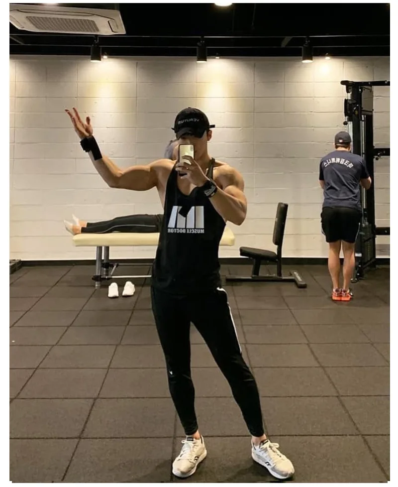 Muscle Dr. Brothers, корейский стиль, свободный, корейский стиль, спортивный жилет, мужской, чистый хлопок, для бега, i-образный жилет, настраиваемый