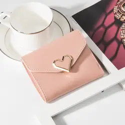 Клатч женский кошелек с сердечками короткий однотонный кошелек женский кошелек-клатч дизайнерский Кожаный ПУ кошелек для монет и карт