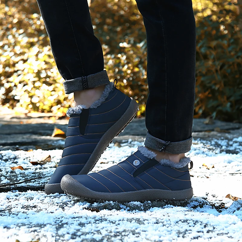 Теплые ботинки мужские зимние водонепроницаемые зимние ботинки мужская обувь на меху противоскользящая безопасная обувь ботильоны на плоской подошве повседневные ботинки; Botas zapatos de hombre