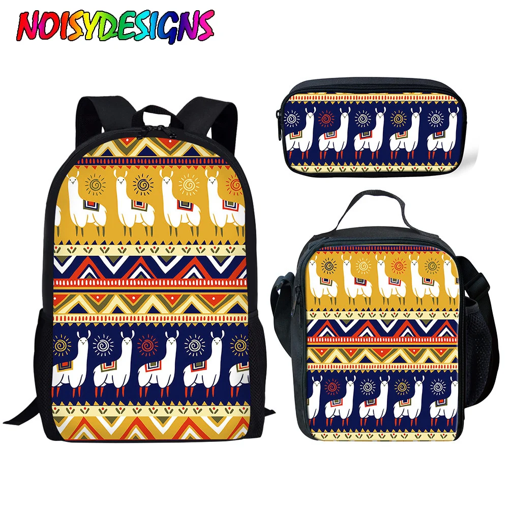 NOISYDESIGNS/школьные сумки для девочек с принтом альпаки школьный рюкзак детей 3 шт.