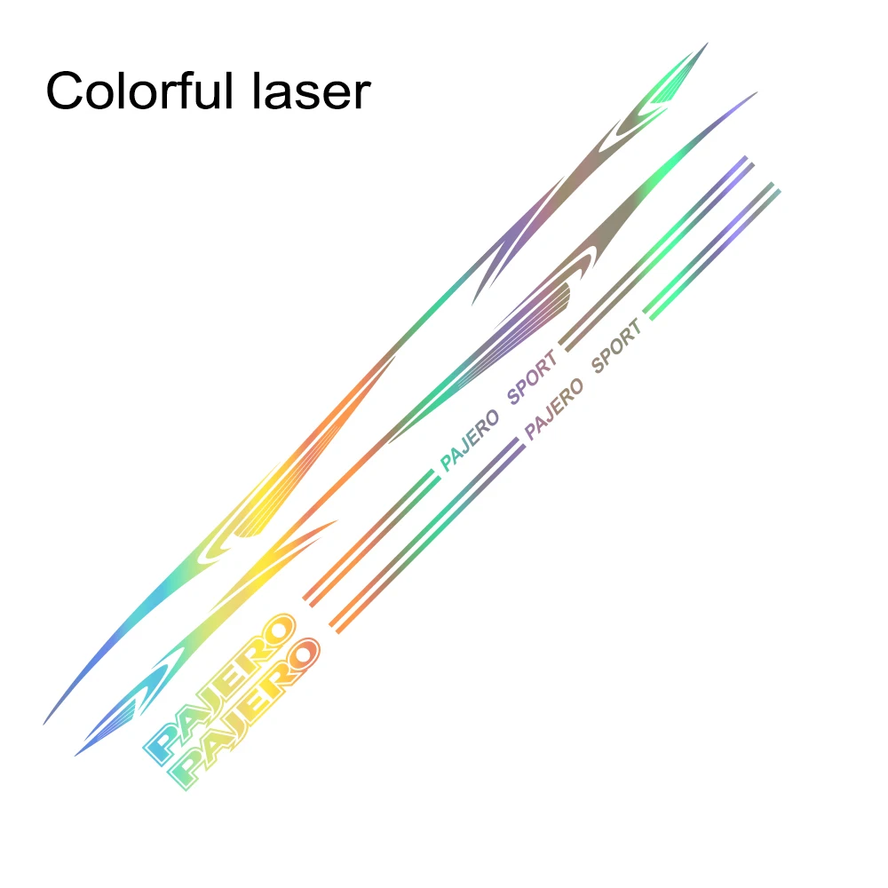 2 шт. для Mitsubishi Pajero, длинные боковые наклейки для автомобиля, виниловые наклейки для автогонок, персонализированные наклейки, аксессуары для тюнинга автомобиля - Название цвета: colorful Laser