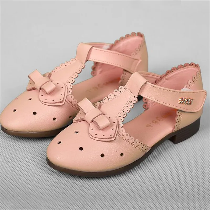 pink Weoneit/красивые сандалии принцессы с бантиком и петлей для маленьких девочек; обувь для вечеринки и свадьбы; детская летняя обувь для девочек - Цвет: pink
