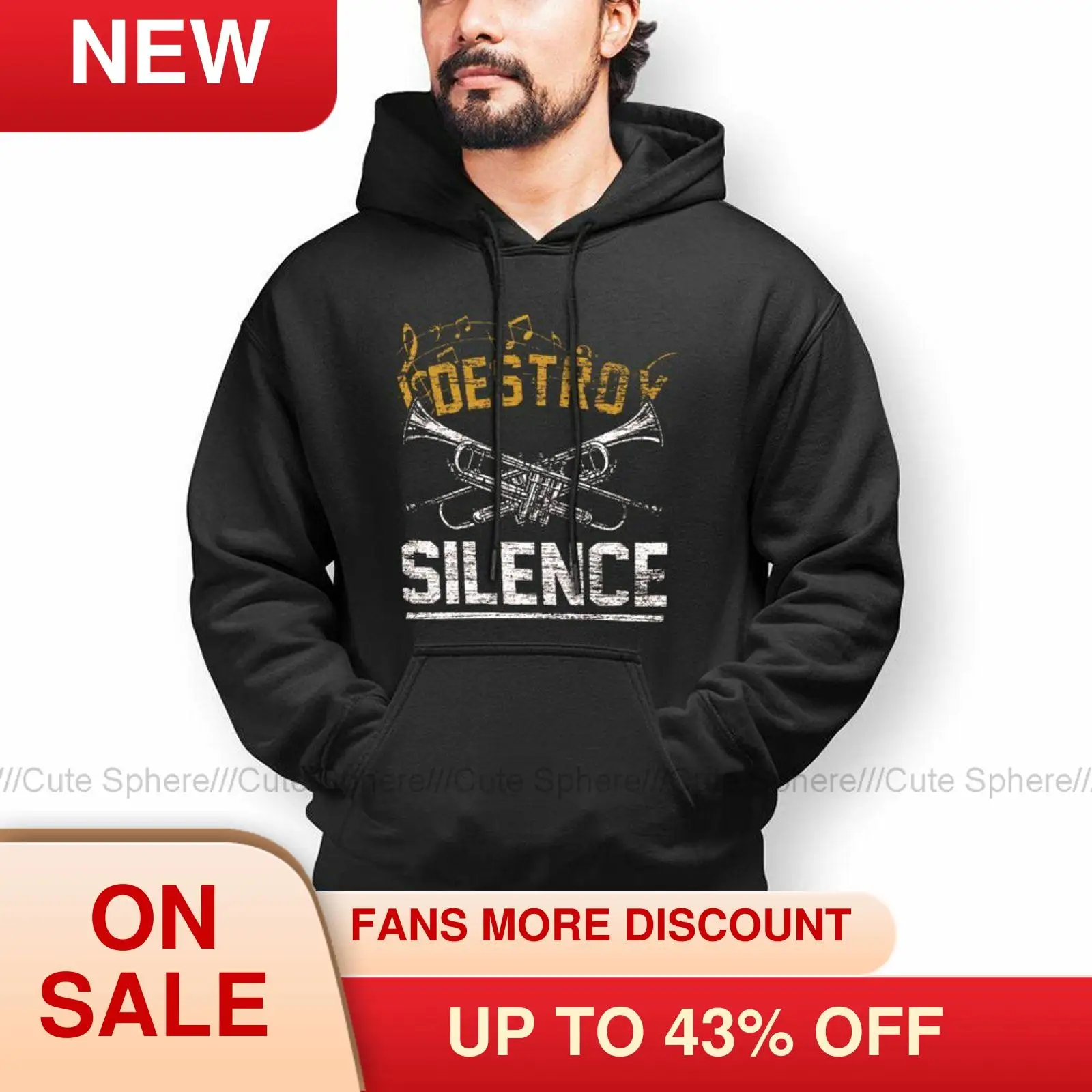 

Fashion Tuba Read Trumpet Hoodies Warm Cotton Hoodie Loose Long Length Pullover Hoodie Men XXX
