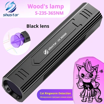 

UV 365NM WOOD'S LAMP Cat Ringworm Detector Flashlight Pet Skin Doctor Pet Urine Detector Built-in Rechargeable Lithium Battery