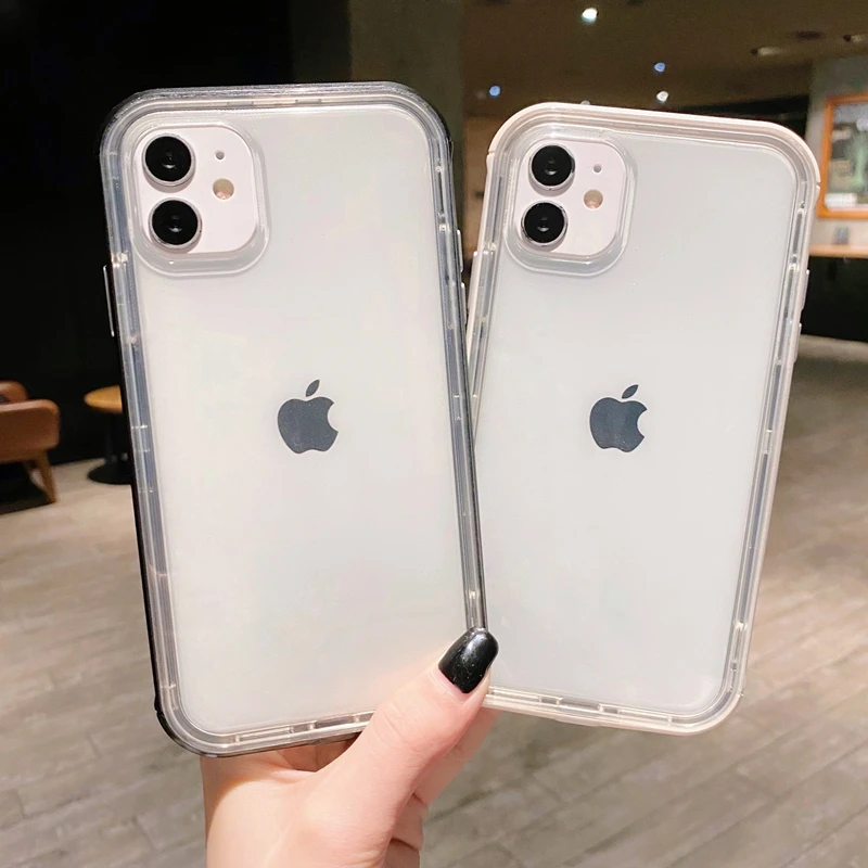 Transparent Candy color bumper Anti-knock Case for iphone 12 12Pro Max 11 11Pro XR X XS Max SE2020 7 8 Plus shockproof cover